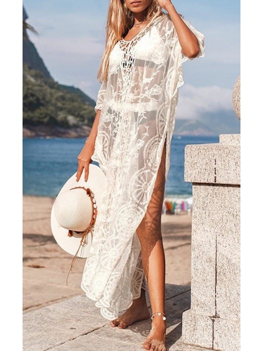 Caftano Copricostume Mare Boho Chic Dress Donna Woman COV0121B